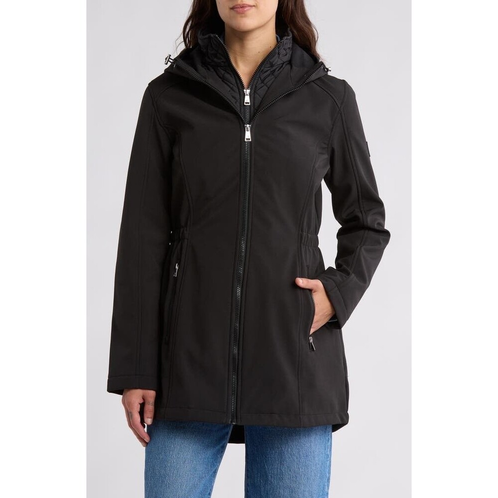 Lauren Ralph Lauren Hooded Soft-Shell Jacket w/ Interior Quilted Bib Vest Size S